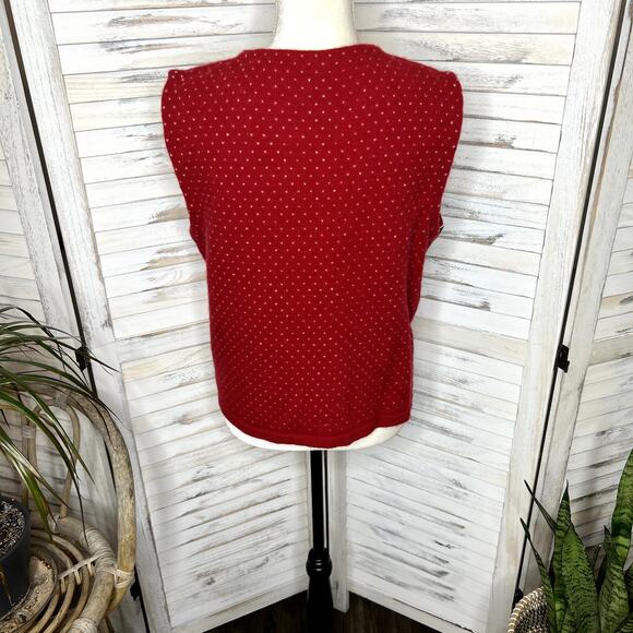 EDDIE BAUER VINTAGE Women's Nordic Fair Isle Sweater Vest Lambswool Red Gray Med - Picture 4 of 14